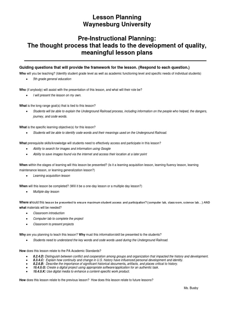 Lesson Plan Underground Railroad Lesson Plan Websites