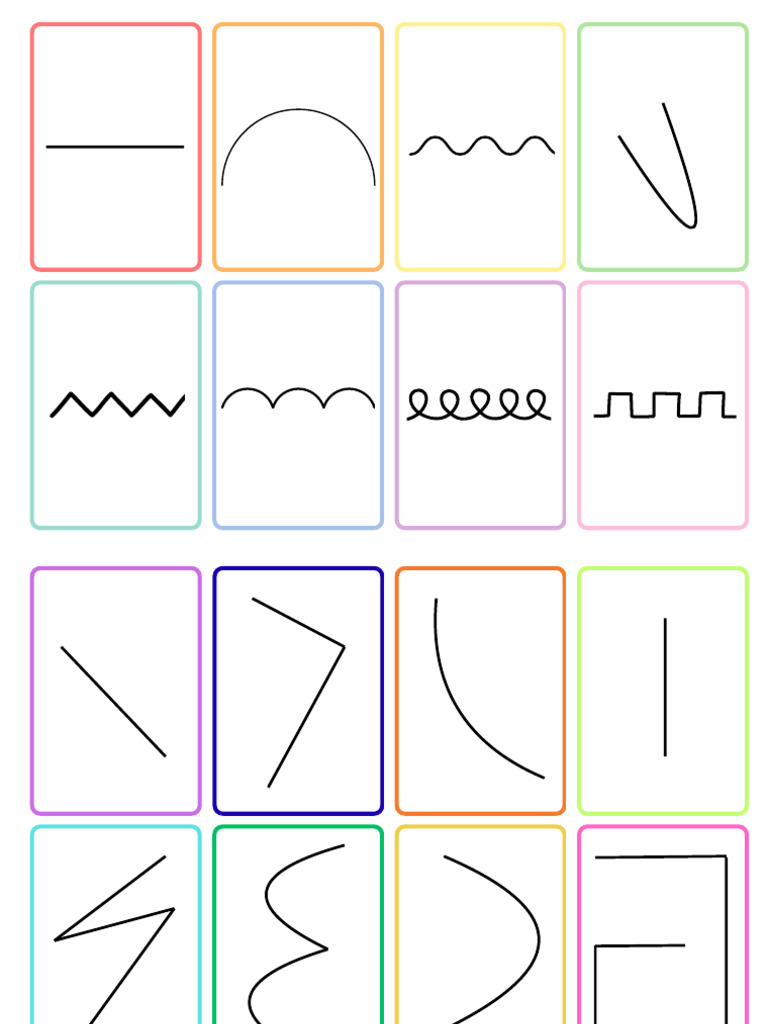 Pastel Rainbow Minimalist Lines Flashcard | PDF