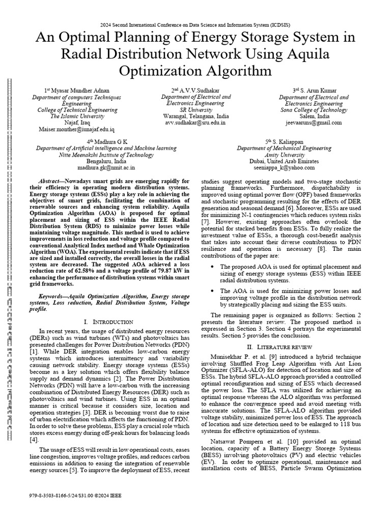 An Optimal Planning of Energy Storage System in Radial Distribution ...