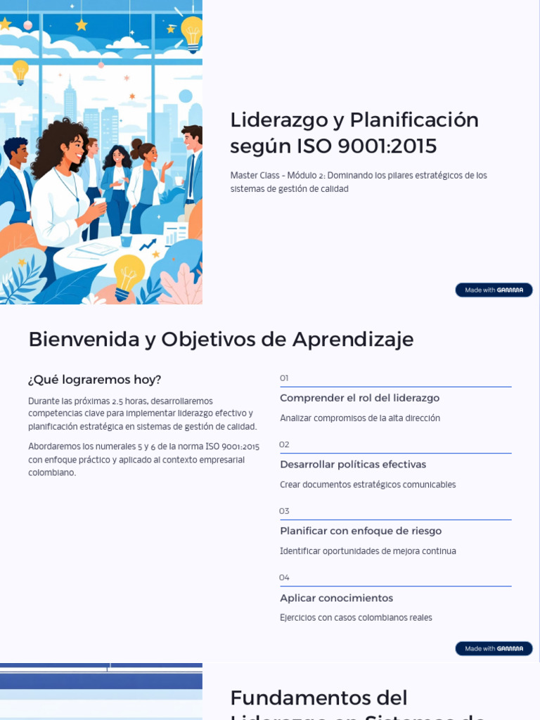 Liderazgo y Planificacion Segun ISO 90012015 | PDF | Planificación ...