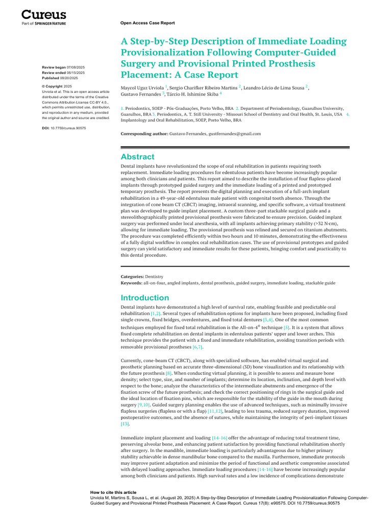 A Step-By-Step Description of Immediate Loading Provisionalization ...
