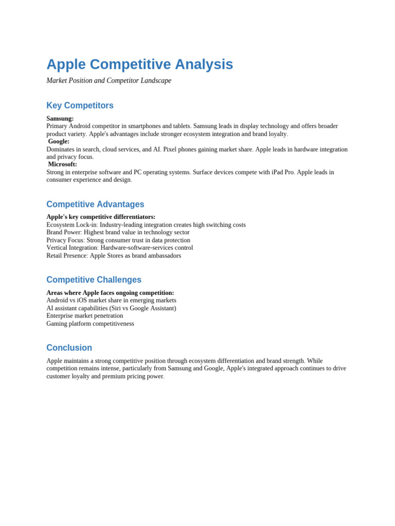 Apple Competitive Analysis | PDF
