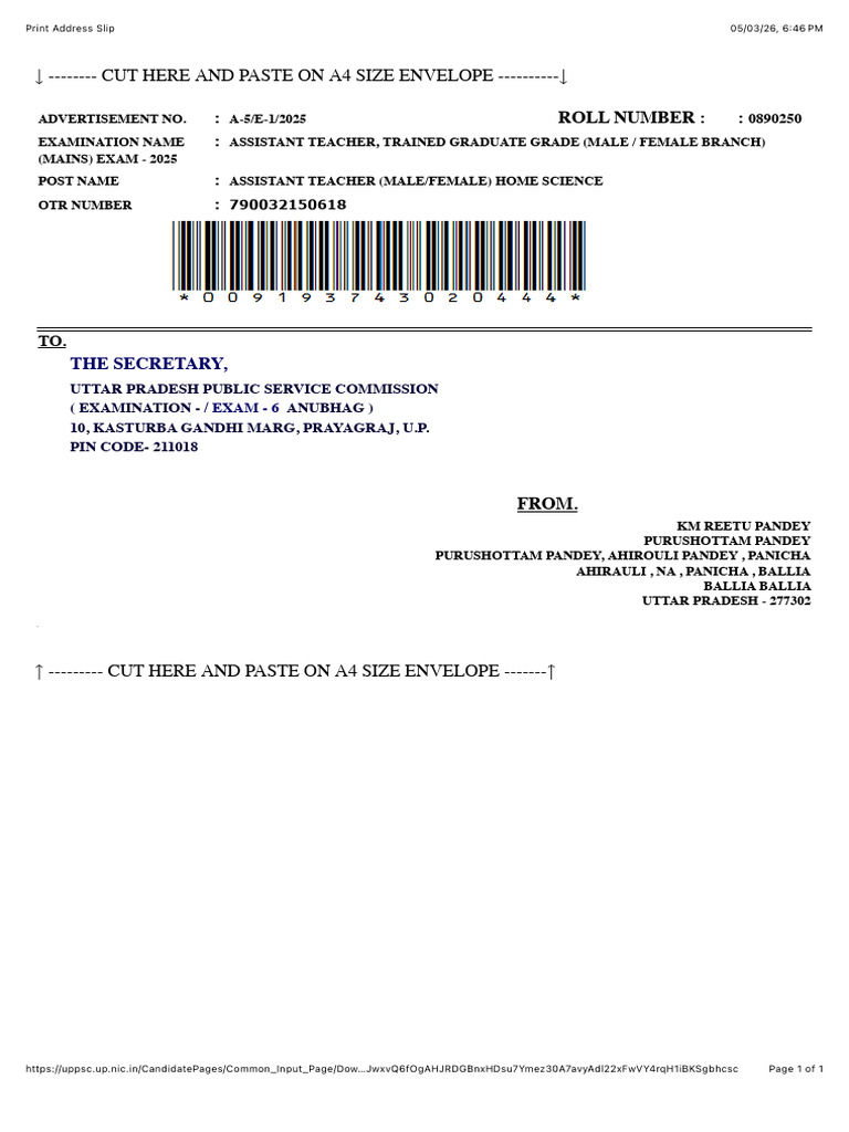 Print Address Slip | PDF