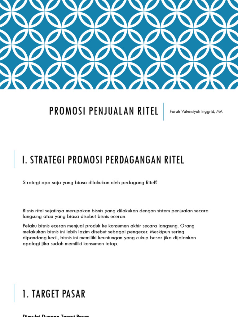 Ritel Management Pertemuan Ke 9 Promosi Penjualan Ritel | PDF