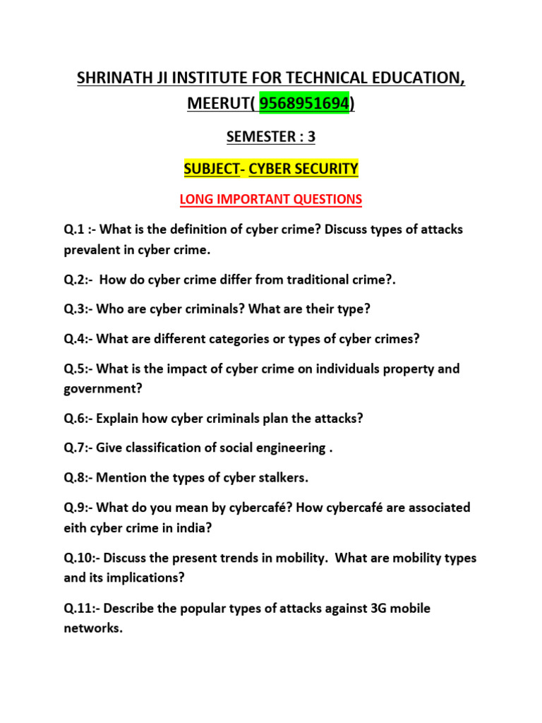 Cyber Security Imp Question | PDF