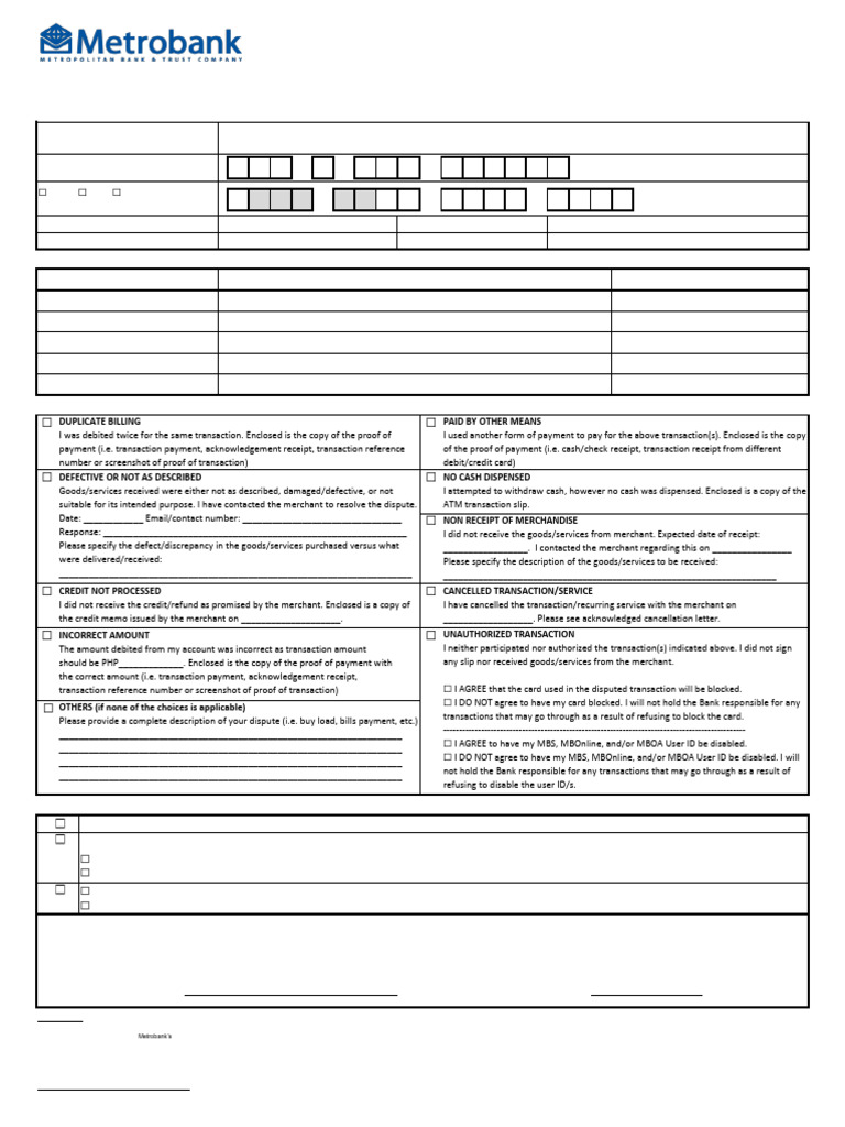 Client Dispute Form | PDF | Credit Card | Debit Card