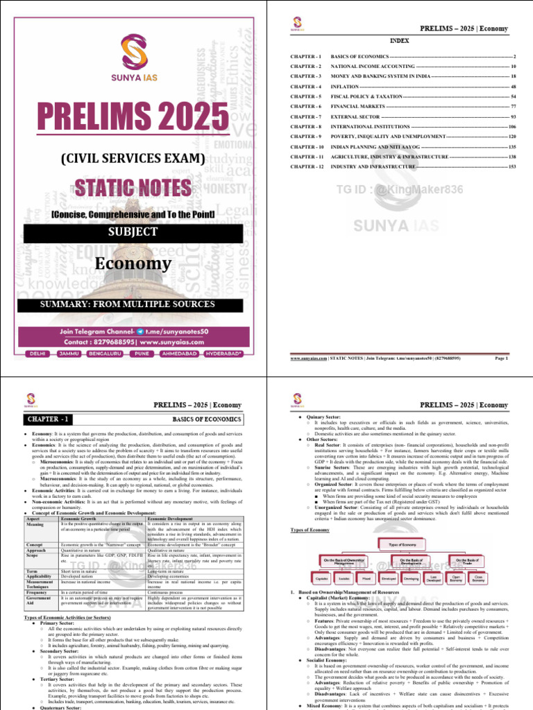 Sunya IAS - Prelims 2025 Static Notes (Indian Economy) - Converted 2 ...