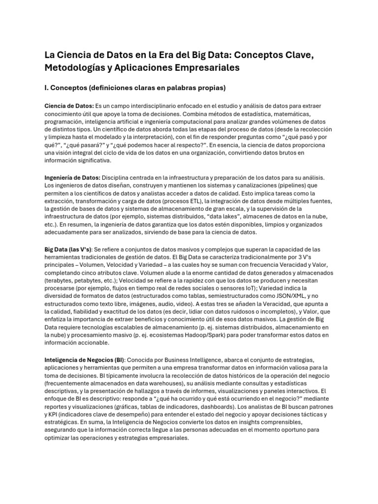 La Ciencia de Datos en La Era Del Big Data - Conceptos Clave ...
