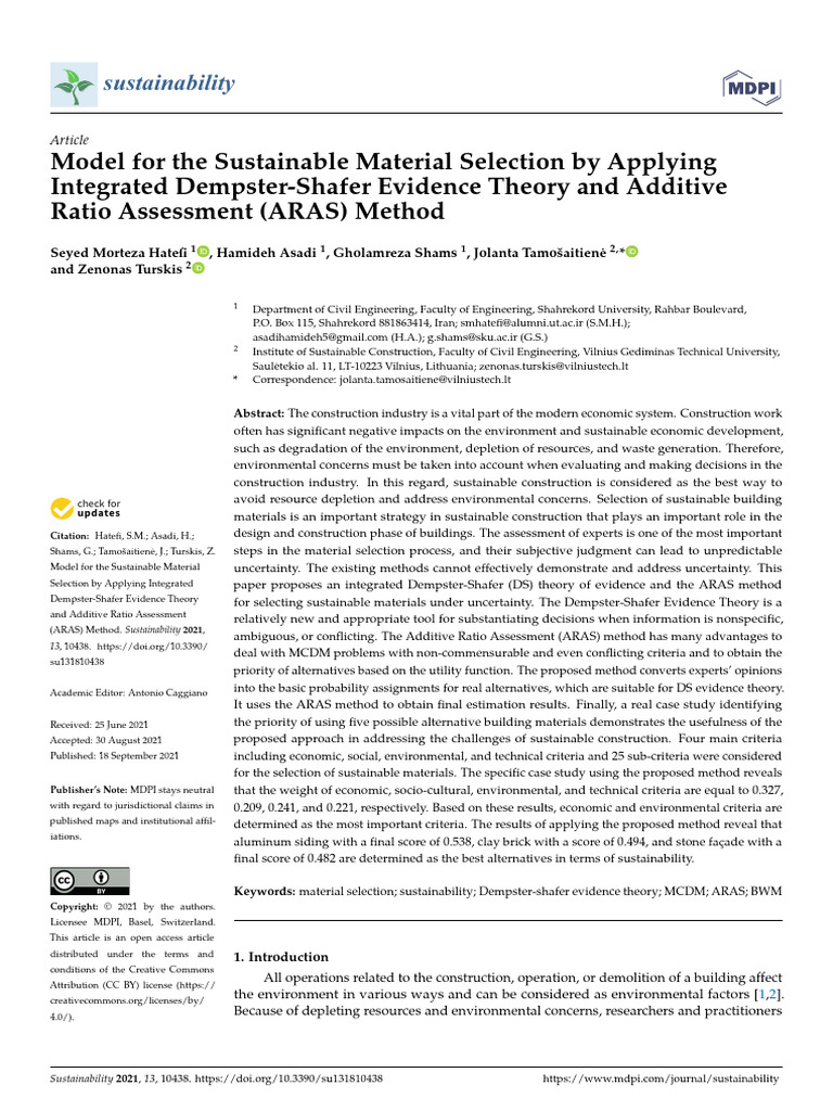 Model For The Sustainable Material Selection by AP | PDF | Sustainability