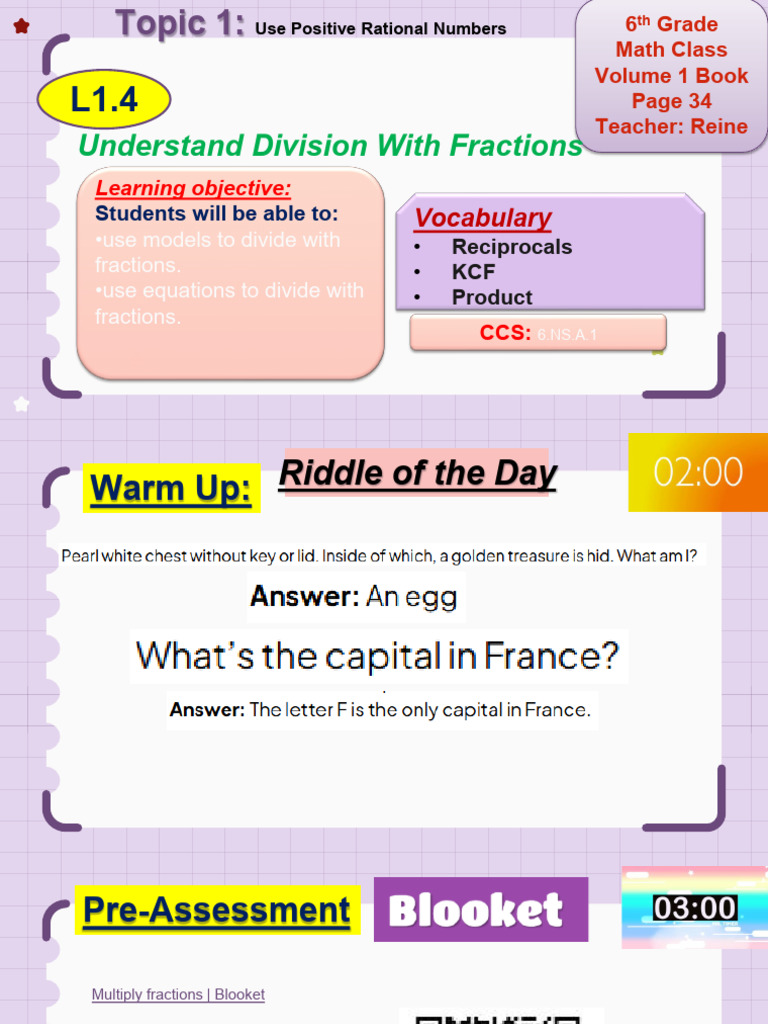 L1.4 Understand Division With Fractions 1 | PDF