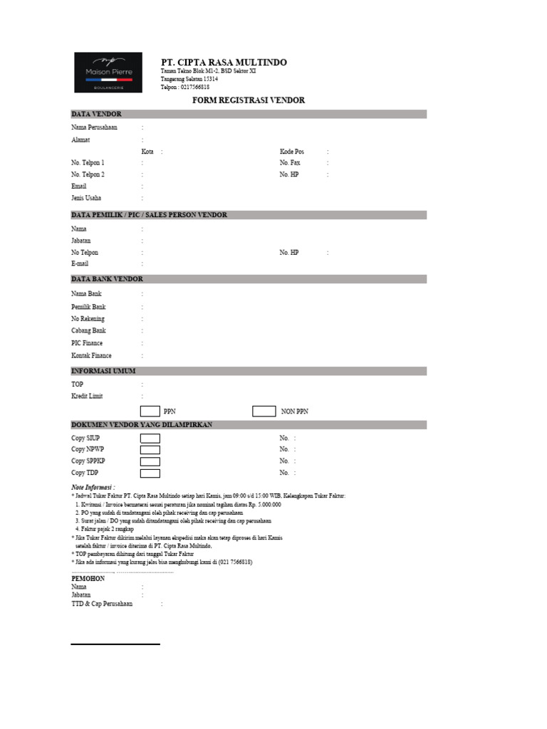 Form Vendor | PDF