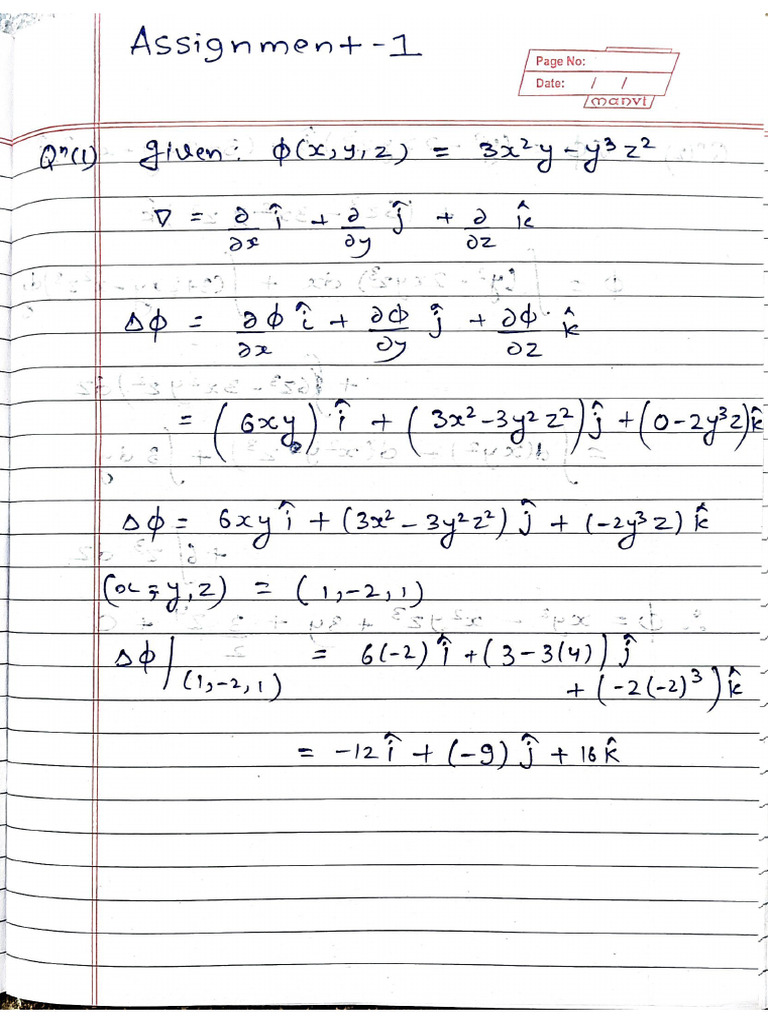 Vector Calculus Assignment 1 2024UEC2677 | PDF