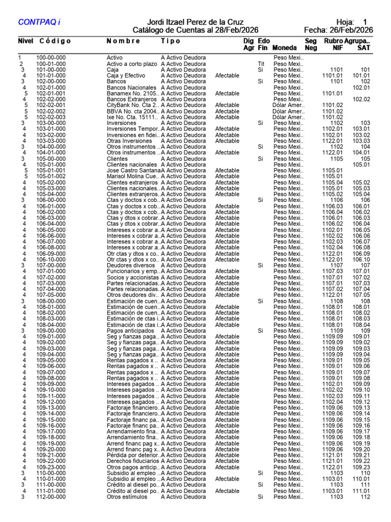 Catalogo de Cuentas Actualizado | PDF | Business | Contabilidad