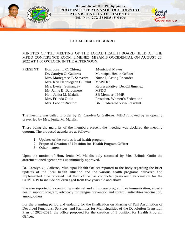 Local Health Board Meeting August 2022 | PDF | Tuberculosis | Public Health