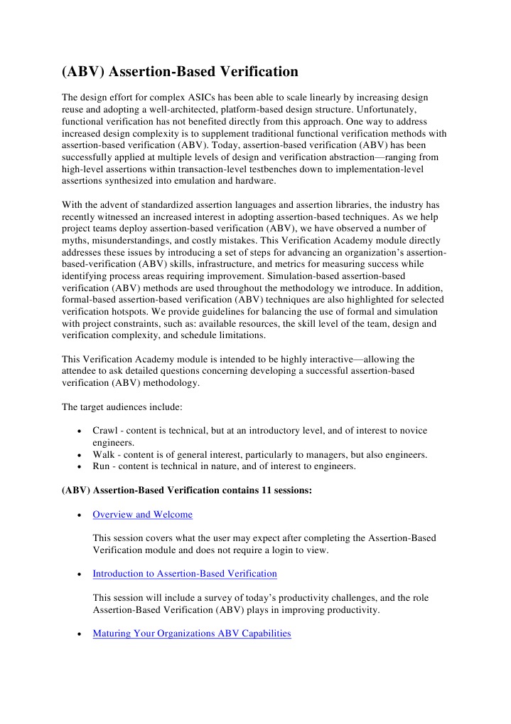 Assertion-Based Verification Overview | PDF | Formal Verification | Design