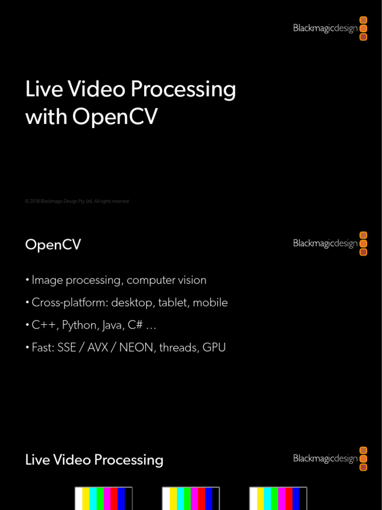 Blackmagic Live Video Processing With OpenCV | PDF | Computing ...