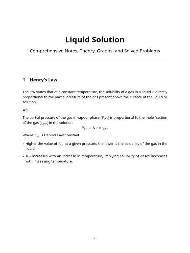 Liquid Solution | PDF | Osmosis | Gases