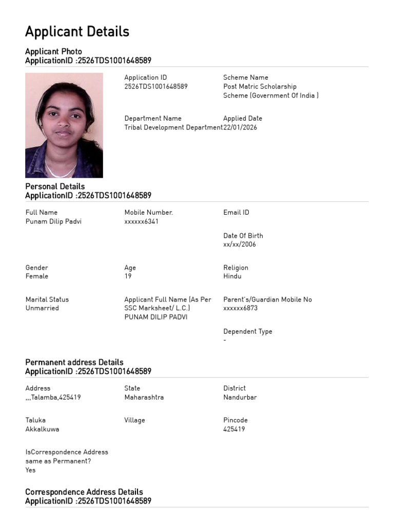 Punam Padvi Form | PDF | Fee