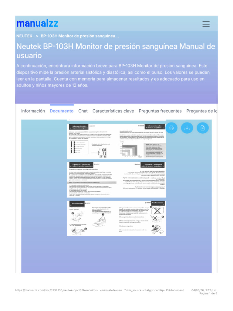 Neutek BP-103H Manual de Usuario + AI Chat & PDF - Manualzz | PDF ...