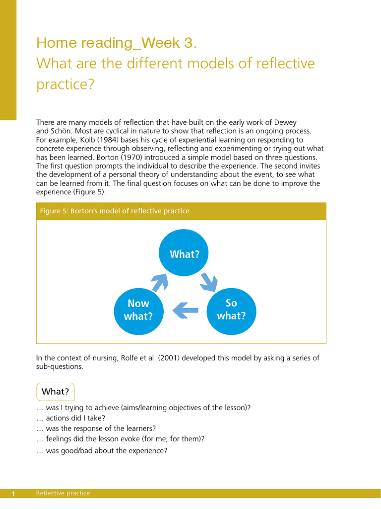 Reading 3 - Different Models of Reflective Practice | PDF | Reflective ...