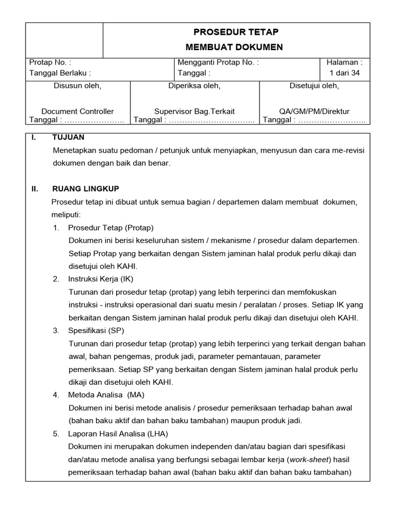 Protap Pembuatan Dokumen | PDF