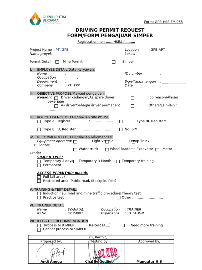 Gpb-Hse-Fm.55 Kimper Request Form New | PDF | Land Vehicles | Road ...