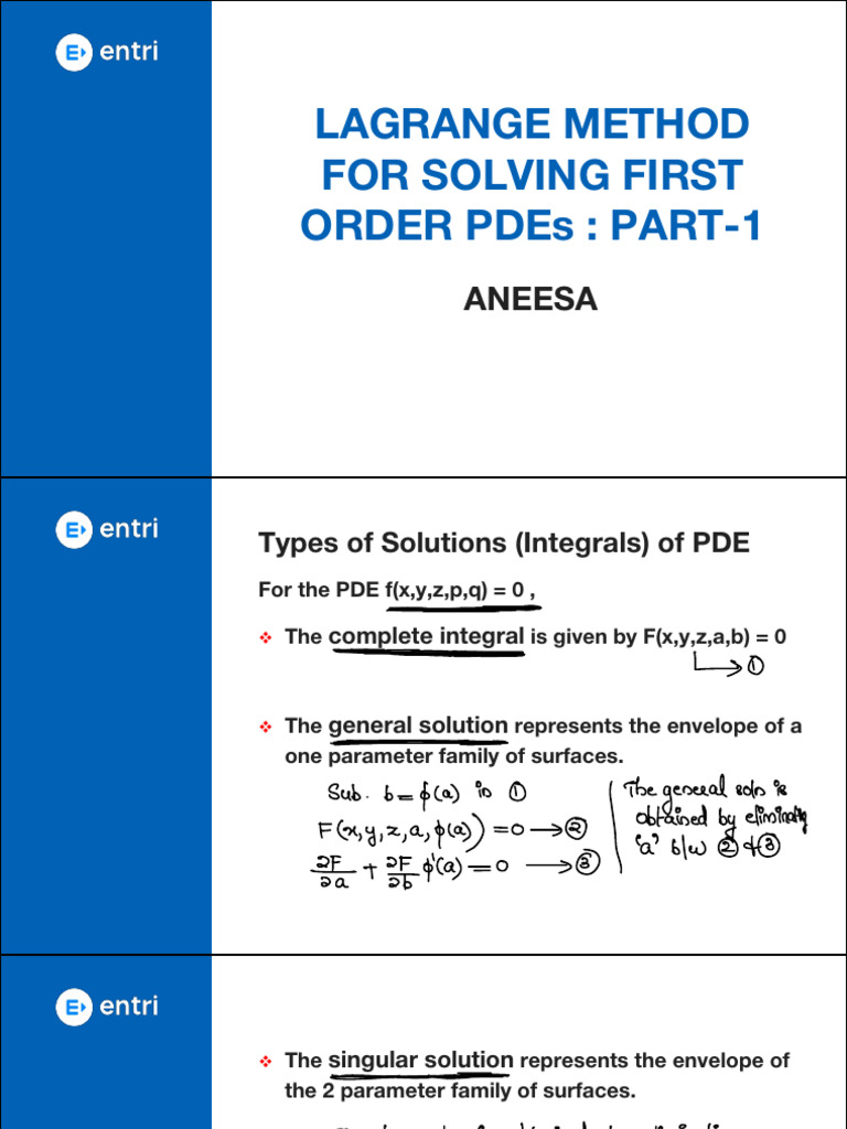Lagrange Method For Solving First Order PDEs 01 | PDF