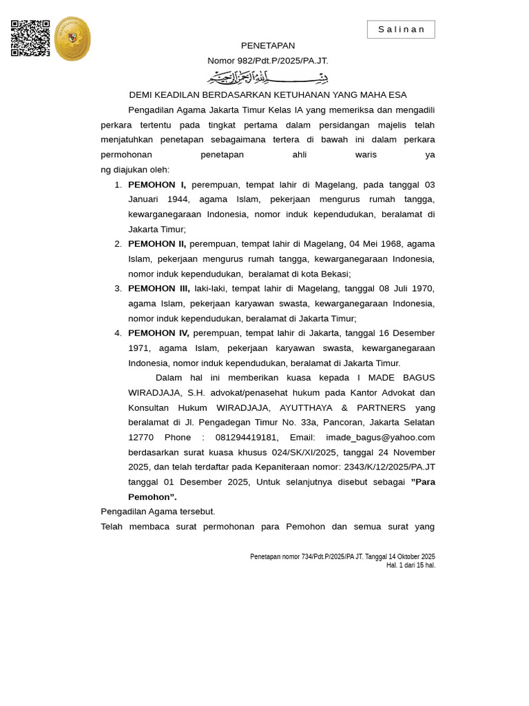 Putusan 982 PDT.P 2025 Pa - JT 20260226220509 | PDF