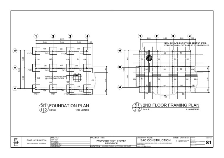 Foundation Plan S1 1 2 2Nd Floor Framing Plan | PDF