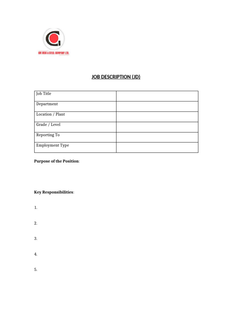 Job Description Form With Logo | PDF