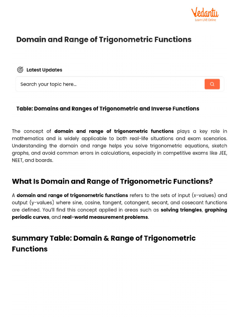 Domain and Range of Trigonometric Functions | PDF