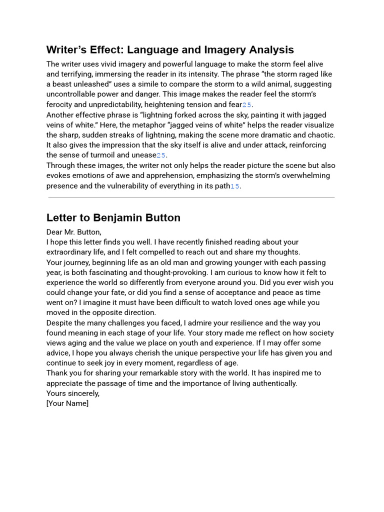 Writer's Effect: Language and Imagery Analysis | PDF