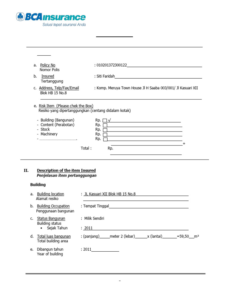 Claim Form For Fire | PDF