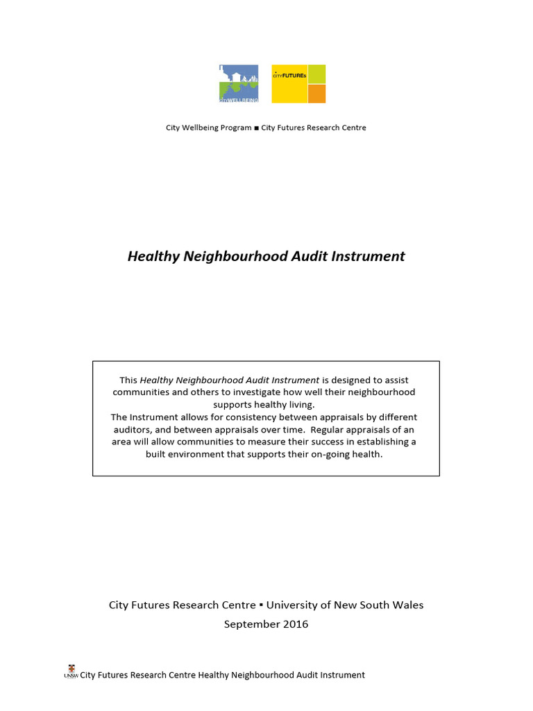 Healthy Neighbourhood Audit Instrument | PDF | Audit | Vegetables