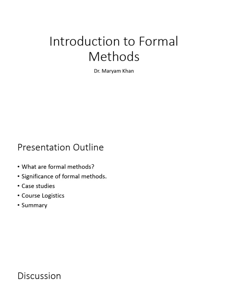 Lecture 1 - Introduction To Formal Methods | PDF | Formal Methods ...