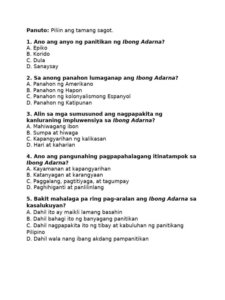 Pagsusulit Worksheet | PDF