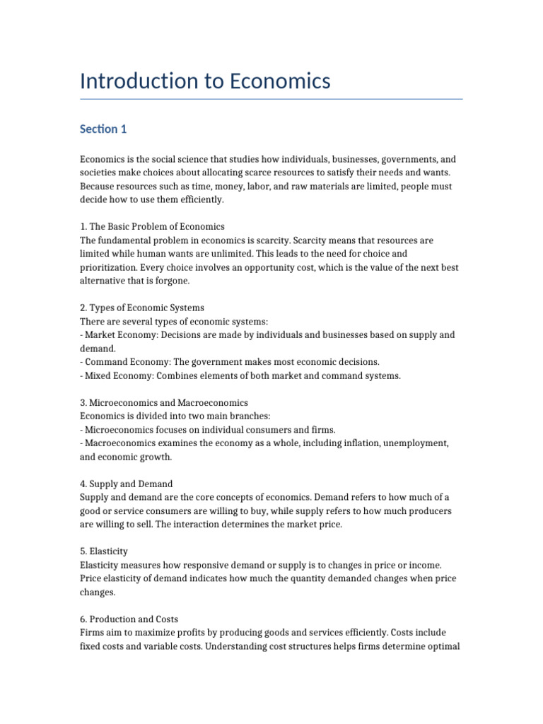 Introduction To Economics | PDF | Economics | Microeconomics