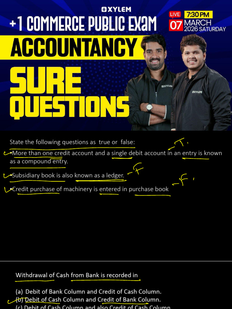 Plus One Final Sure Questions New | PDF | Debits And Credits | Depreciation