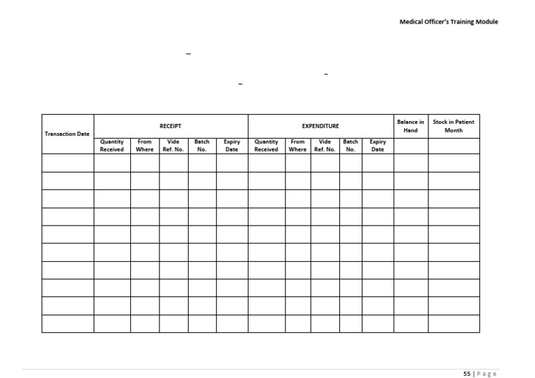 MDT Drug Stock Register Formate | PDF