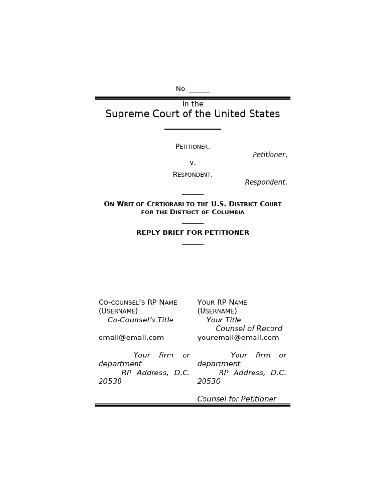 Merits Reply Brief Template | PDF | Supreme Court Of The United States ...