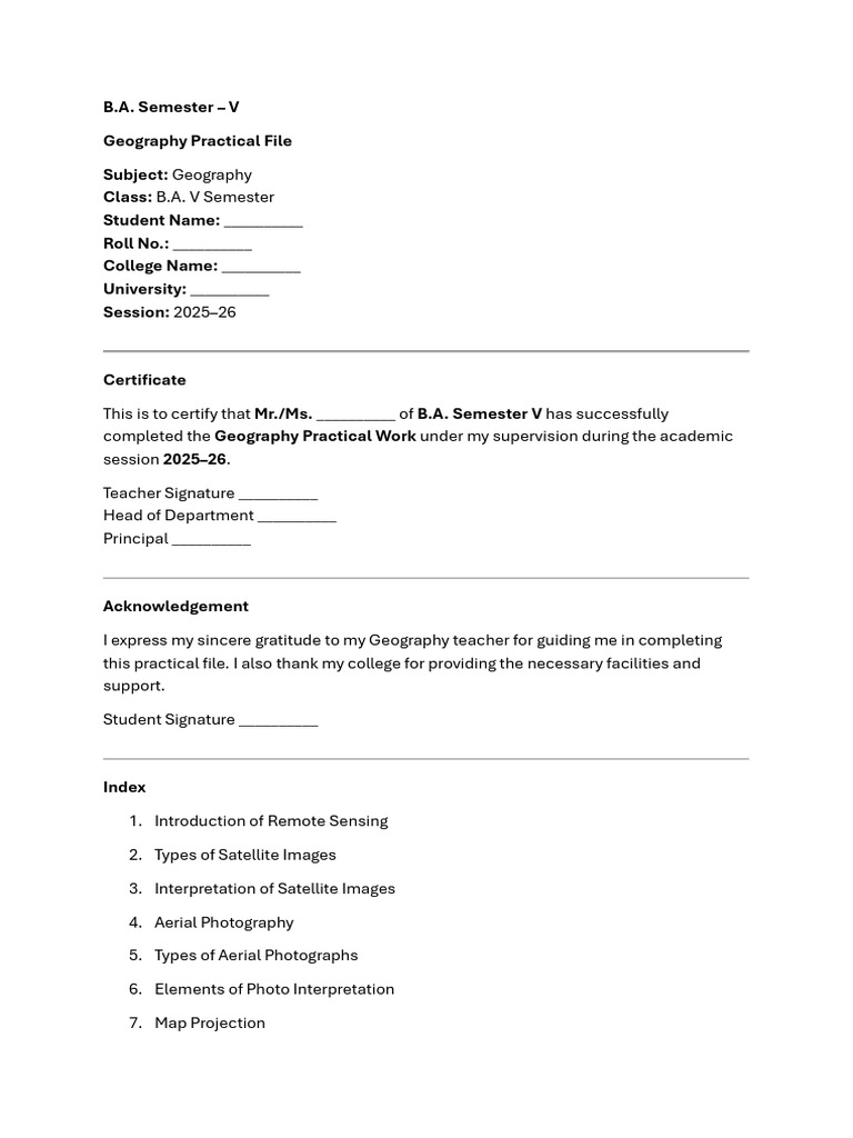 BA V Sem Geography Practical File PDSU | PDF | Satellite Imagery ...