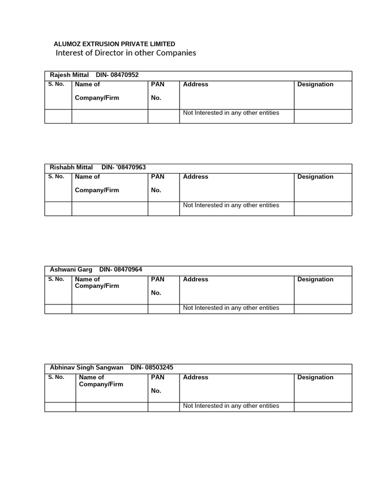 Affidavit & Declaration With Diretors Detail | PDF