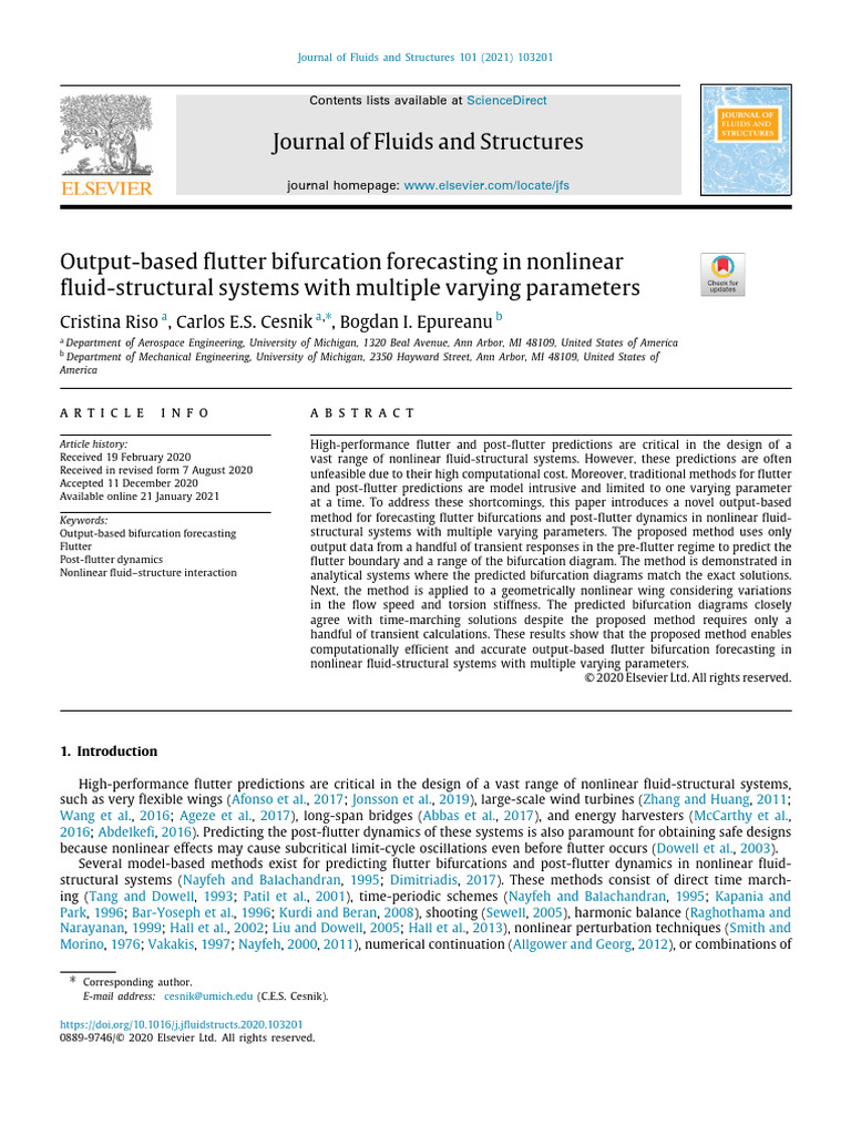 Output-Based Flutter Bifurcation Forecasting in Nonlinear Fluid ...