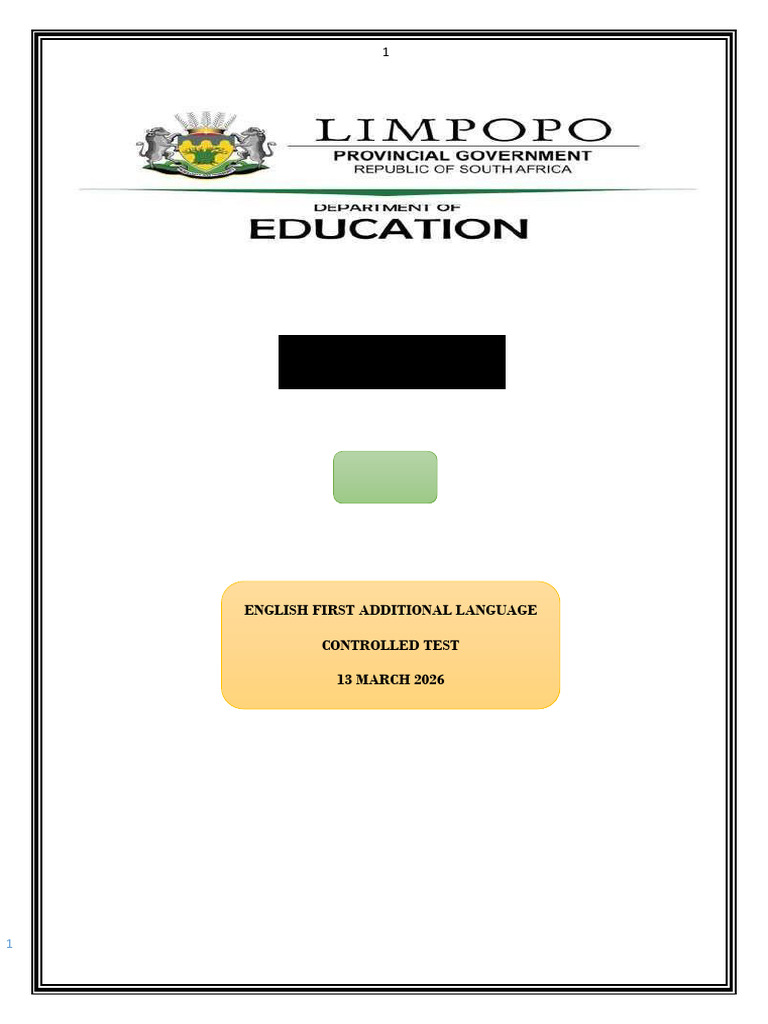 ENGLISH FAL Controled Test Grade 12 | PDF | Disability