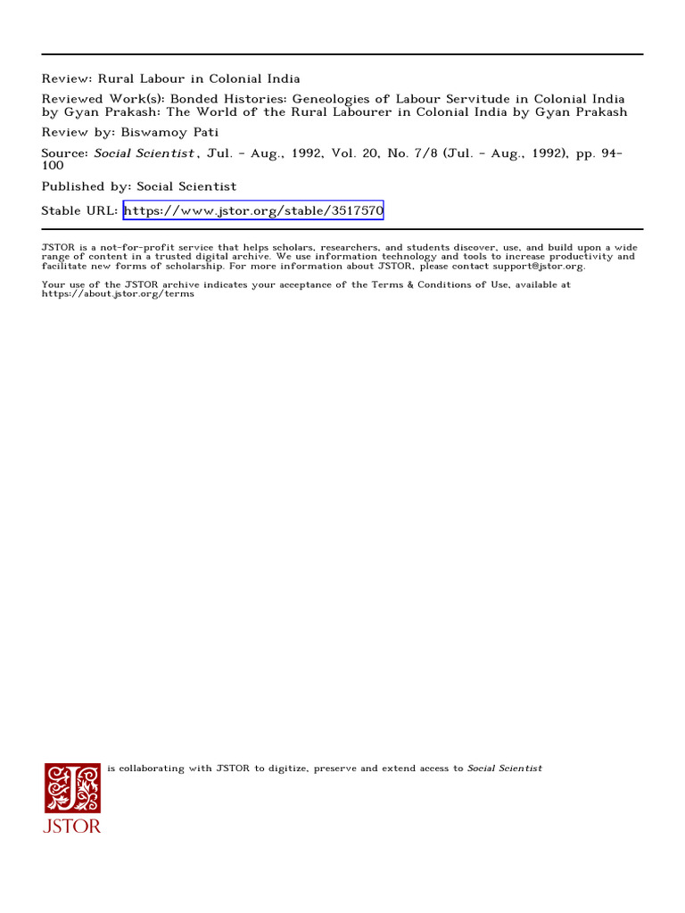 Rural Labour in Colonial India | PDF | Colonialism | Caste