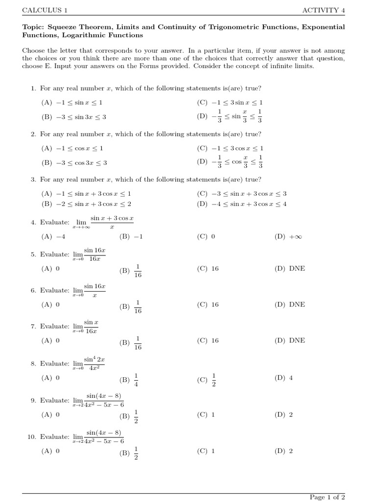 Math 102 Activity 4 (A25-26) | PDF | Trigonometric Functions | Function ...