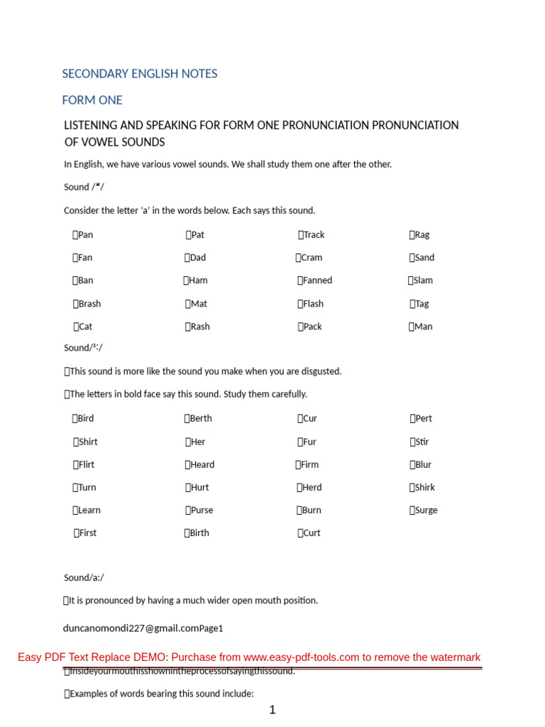 Form 1 English Notes 1 | PDF