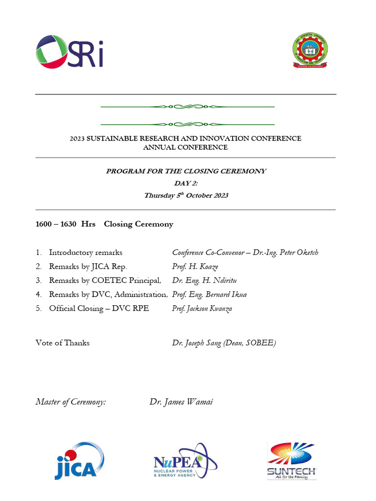 2023 SRi Conference - Closing Program | PDF