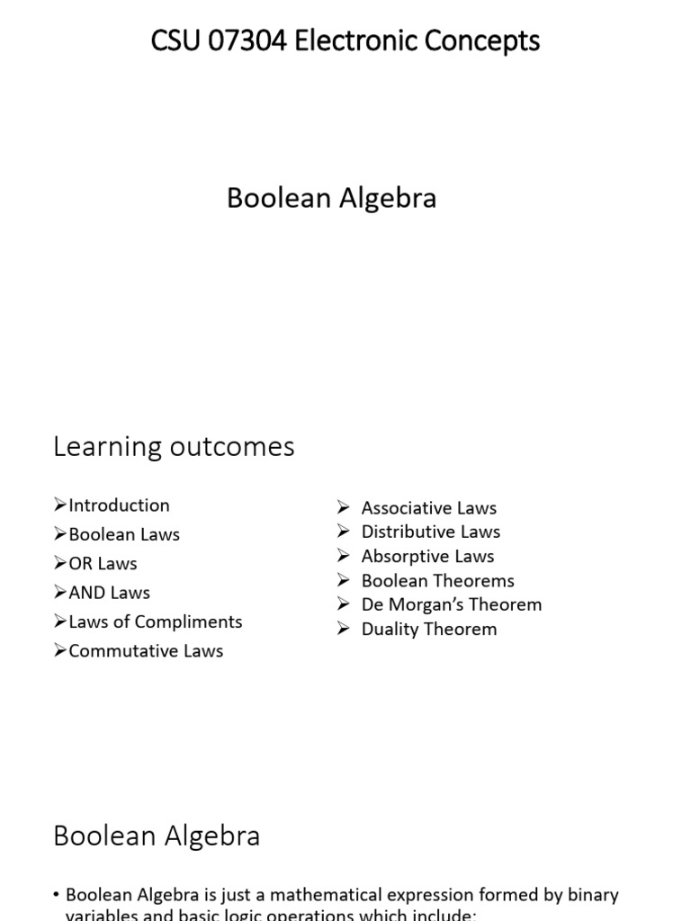 Lect 6 - Boolean Algebra | PDF | Boolean Algebra | Teaching Mathematics