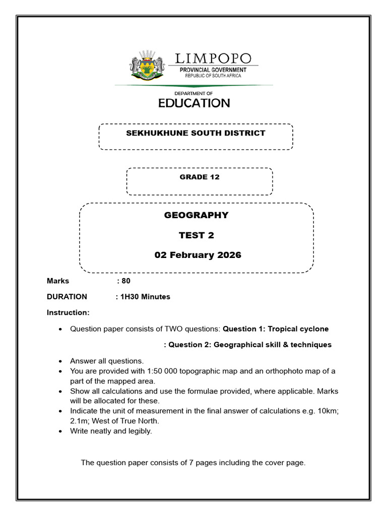 Geog GR 12 Topic Test 2 Tropical Cyclone Final MDRTD | PDF | Cyclone ...